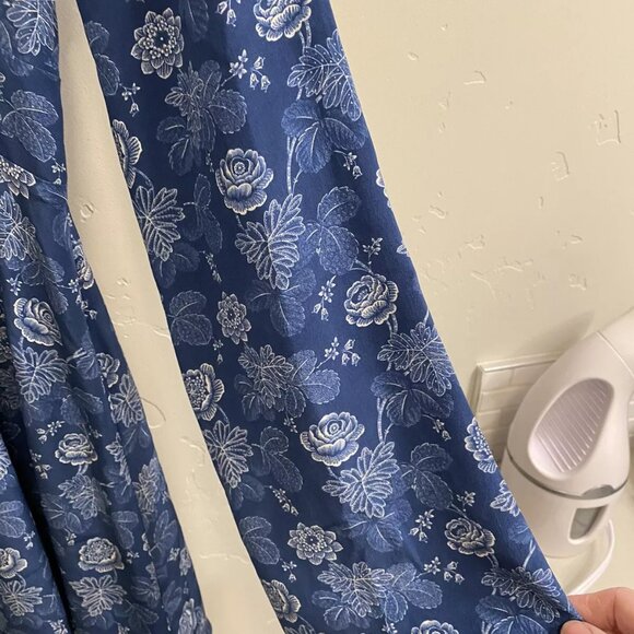 Intermix Women’s Size Large Blue Sonya 100% Silk Floral Back-Cutout Dress - Picture 8 of 11